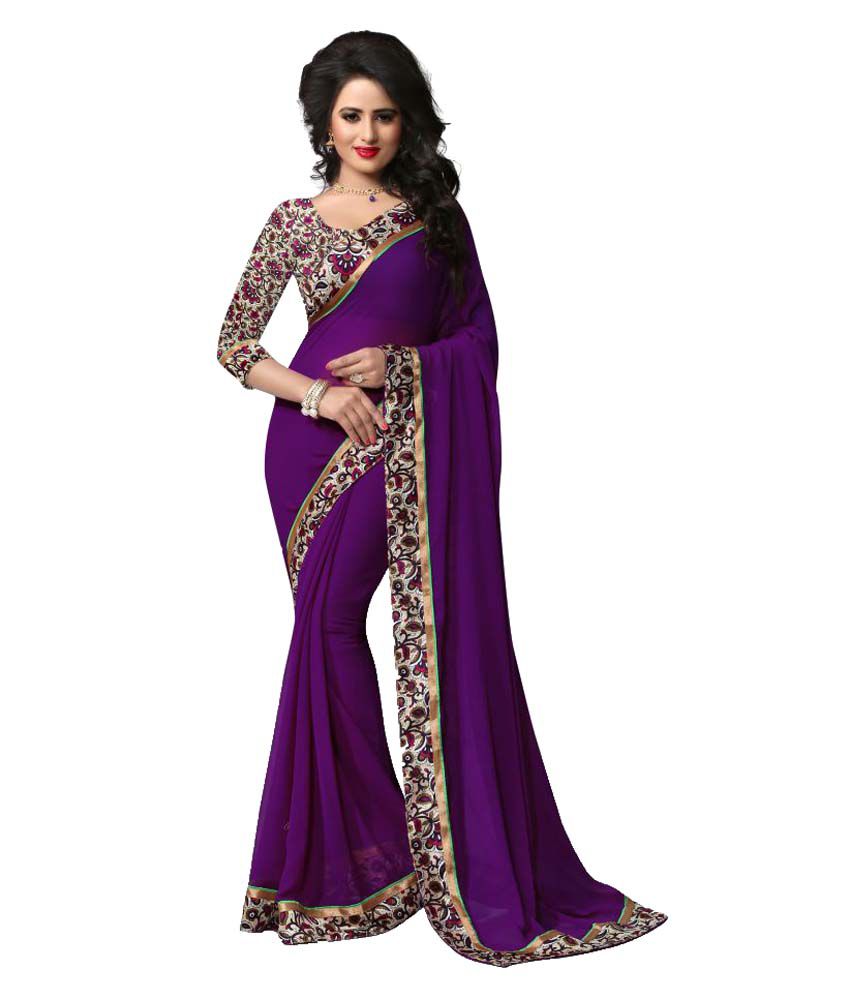Oorjeet Purple Chiffon Saree Buy Oorjeet Purple Chiffon Saree Online At Low Price