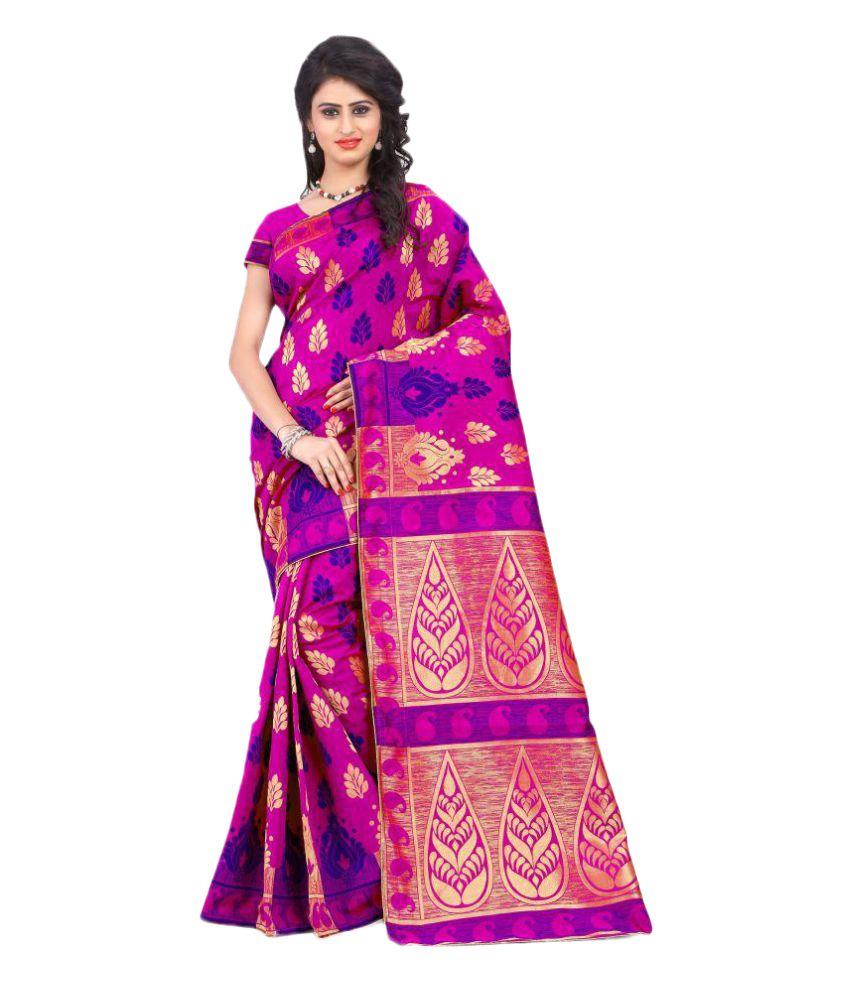 London beauty Pink and Purple Banarasi Silk Saree - Buy London beauty ...