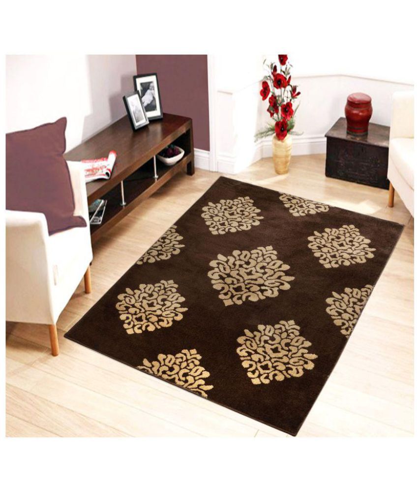     			Saral Home Brown Polyester Carpet Floral 4x6 Ft.