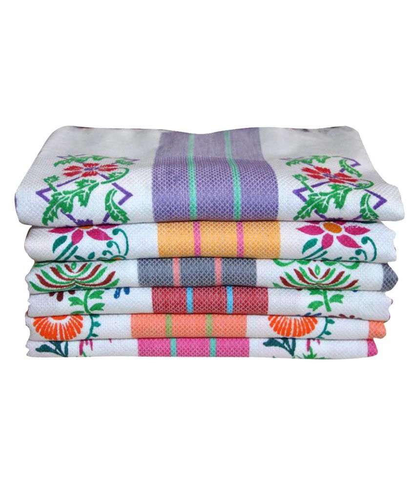     			Apr Brand Set of 6 Cotton Bath Towel Multi