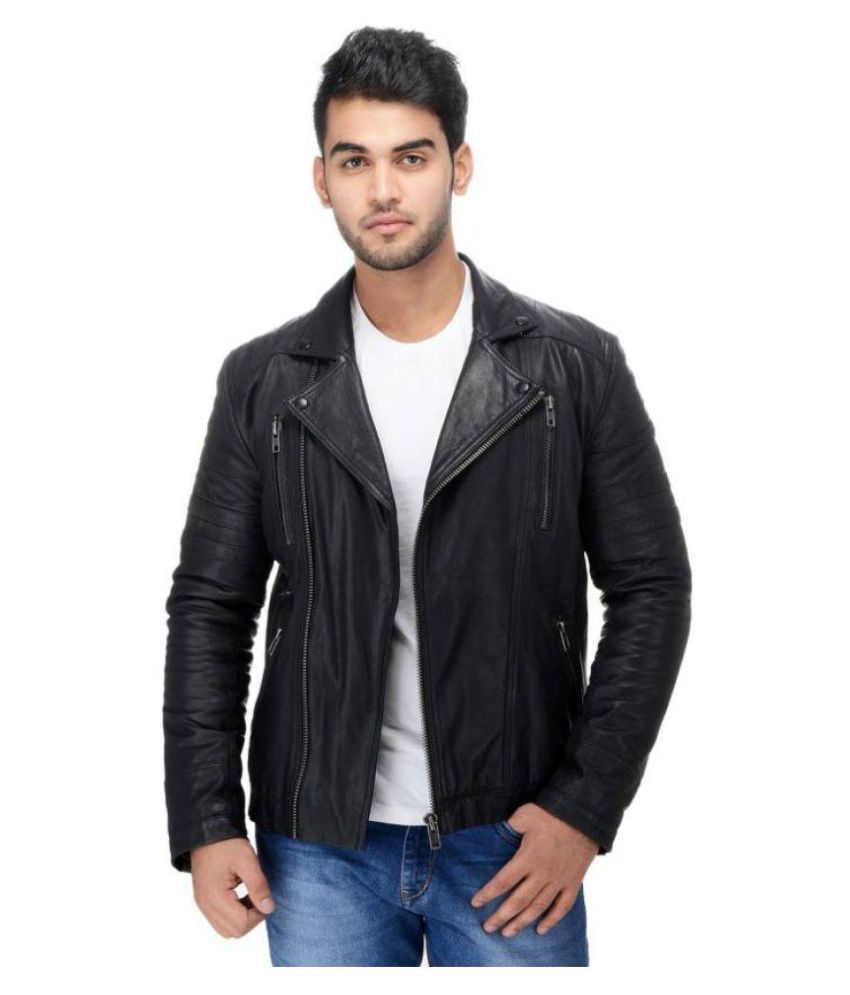 Mozri Black Leather Jacket - Buy Mozri Black Leather Jacket Online at ...