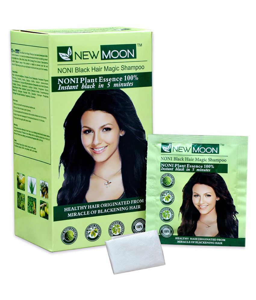 New Moon Noni Black Hair Magic Shampoo Permanent Hair Color Black -15 ml  Pack of 20: Buy New Moon Noni Black Hair Magic Shampoo Permanent Hair Color  Black -15 ml Pack of