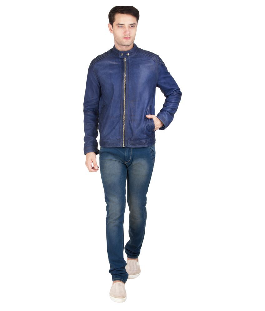 Leder Concepts Blue Leather Jacket Buy Leder Concepts Blue Leather