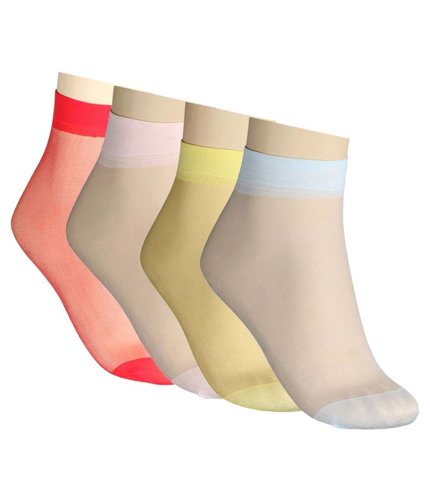 Pair of Solid Multicolor Lycra Ankle Socks (Pack of 4): Buy Online at ...