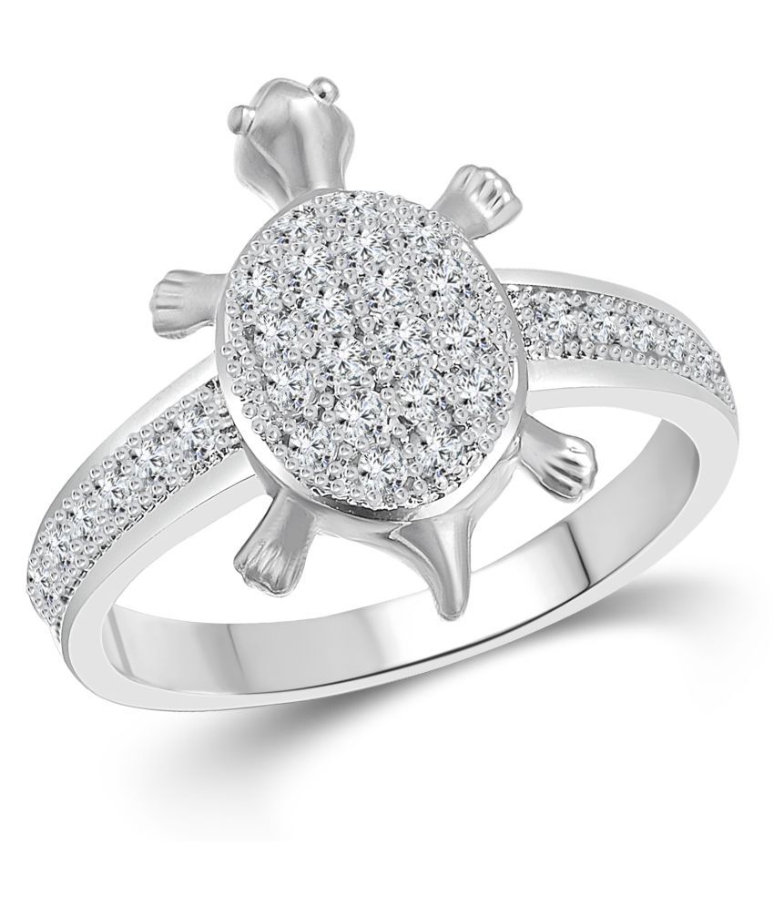     			Vighnaharta Silver Micro Tortoise Silver and Rhodium Plated Ring