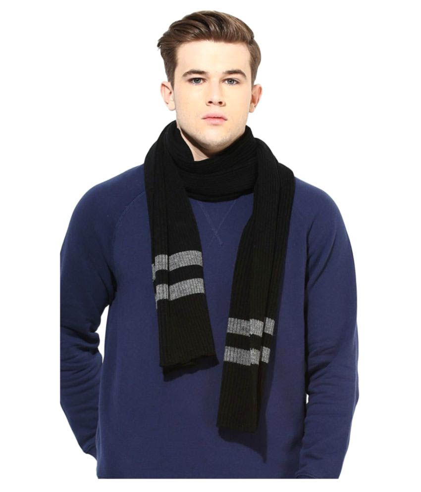 Brandonn Men Black Woolen Formal Scarves For Winters