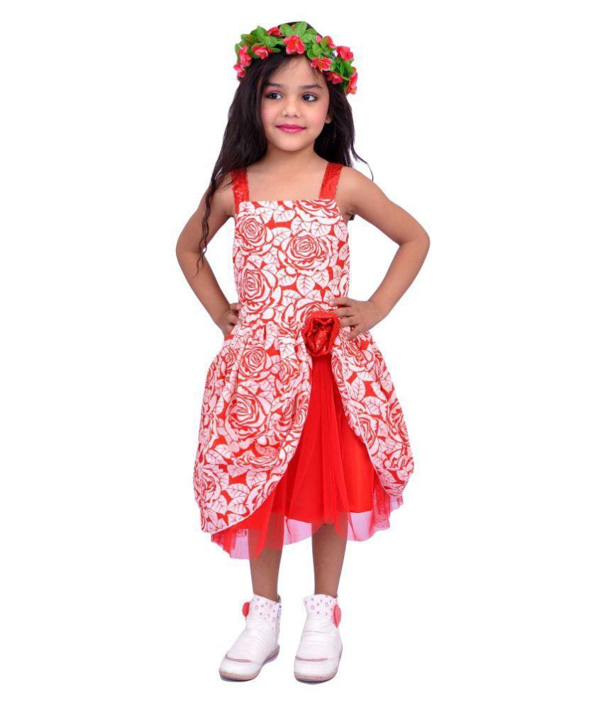 white and red combination frocks