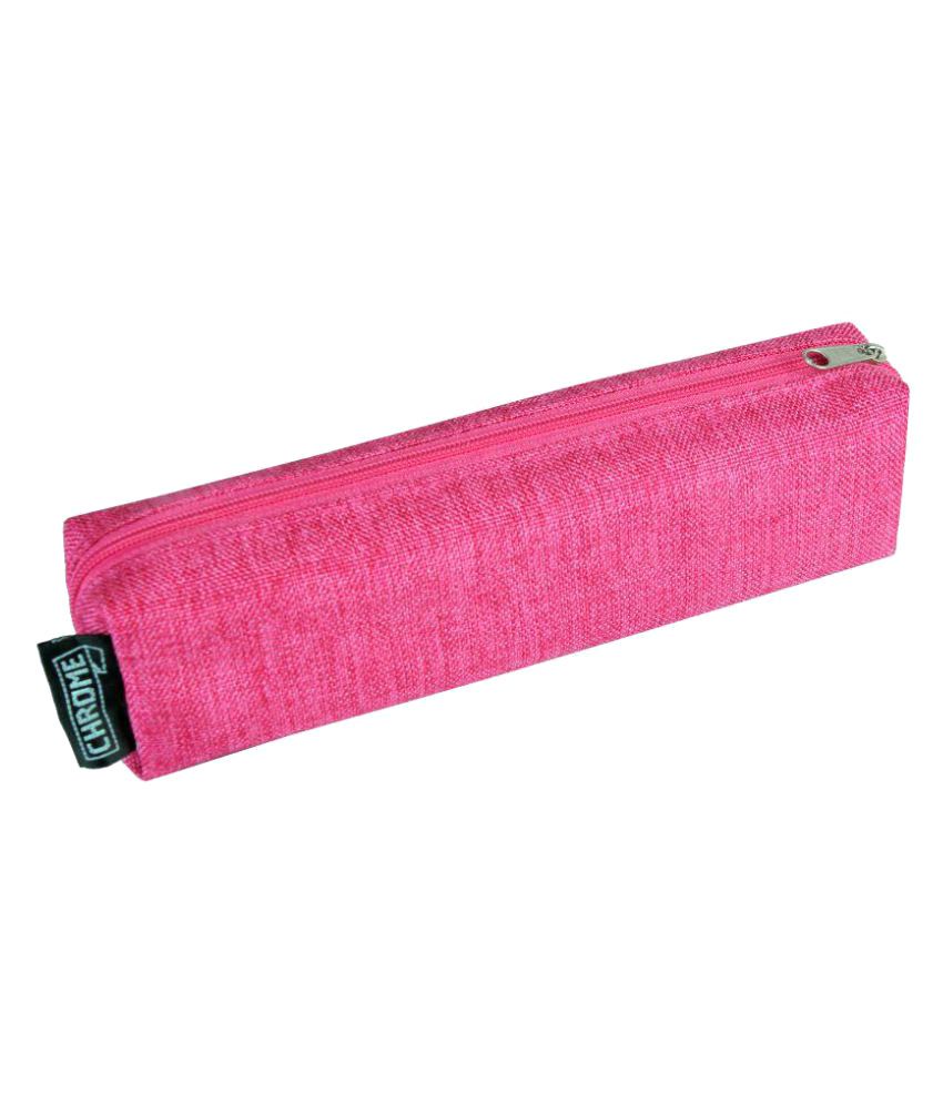     			Chrome Pink Polyester Pencil Pouch