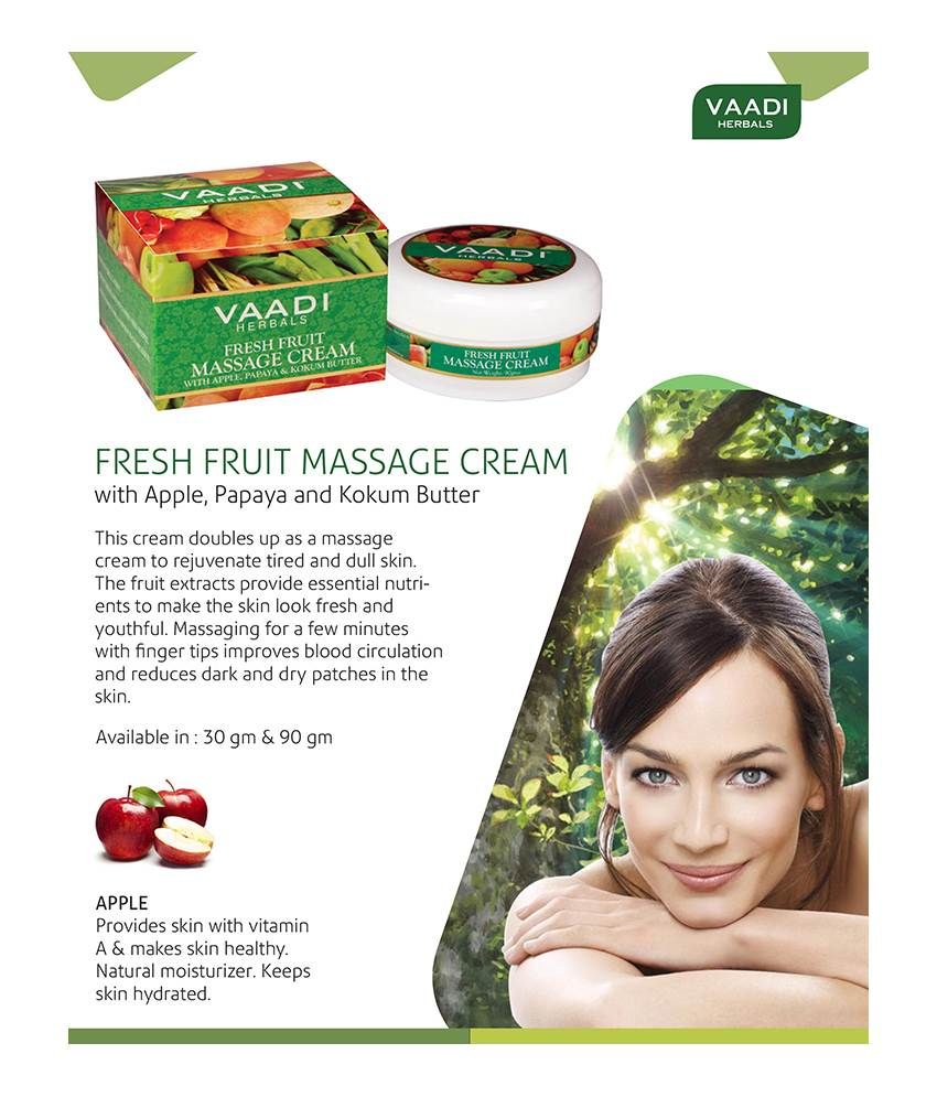 Vaadi Herbal Fresh Fruit Massage Cream with Apple, Papaya and Kokum Butter Buy Vaadi Herbal
