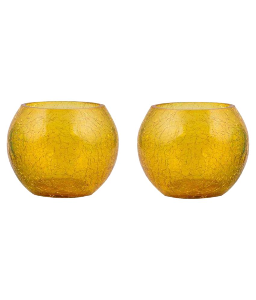 Cratly Cut Glass Tea Light Holder Glass Yellow Buy Cratly Cut Glass