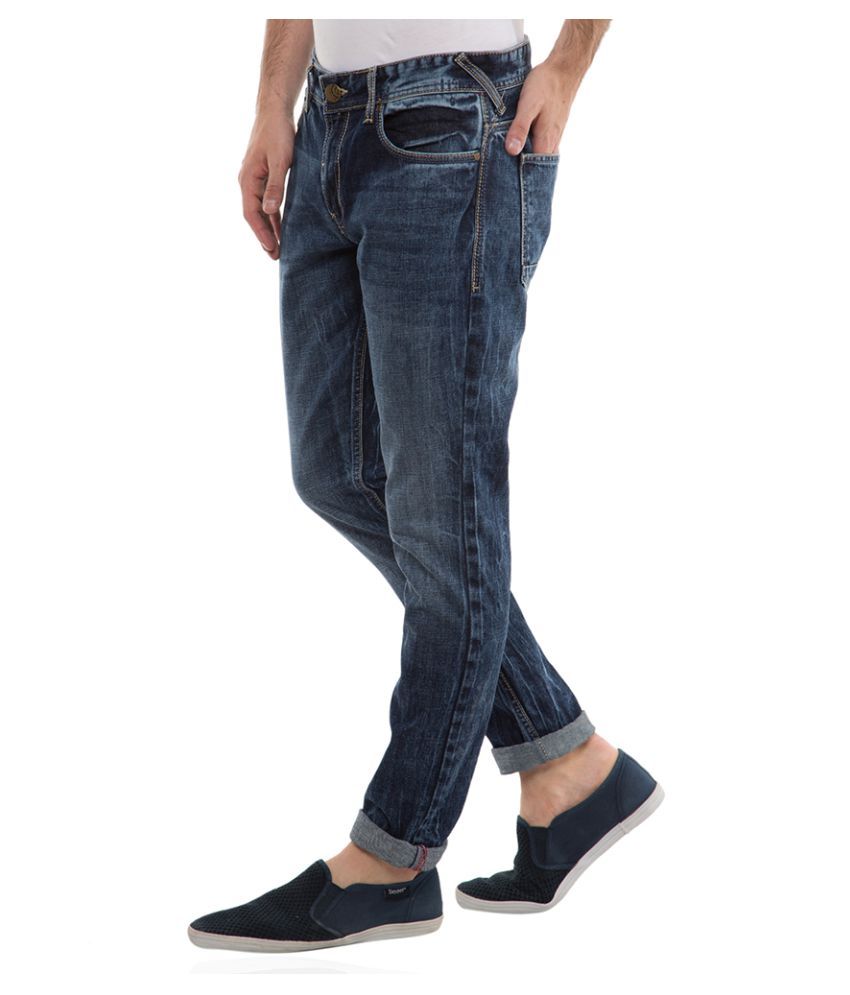 dark blue straight jeans