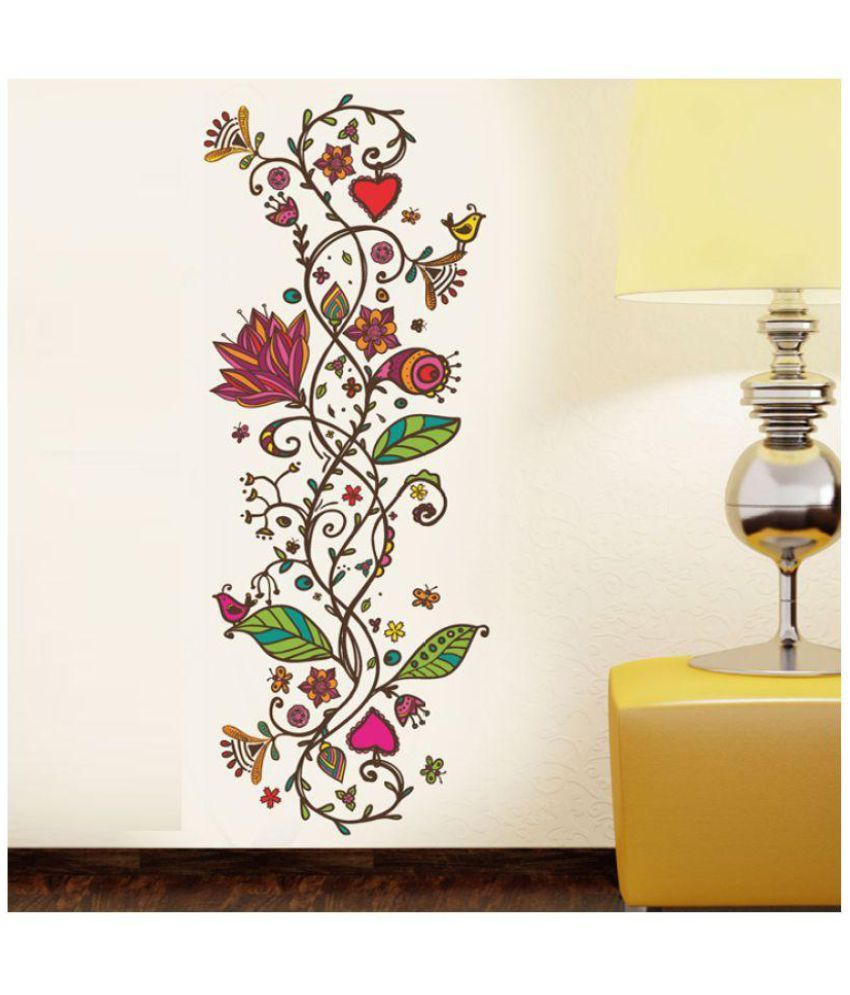 Wall dreams Vertical Artistic Floral Vines PVC Wall Stickers Buy Wall