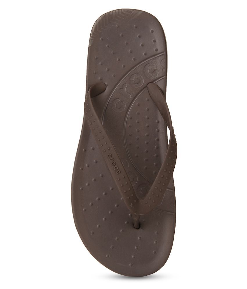 crocs slippers brown