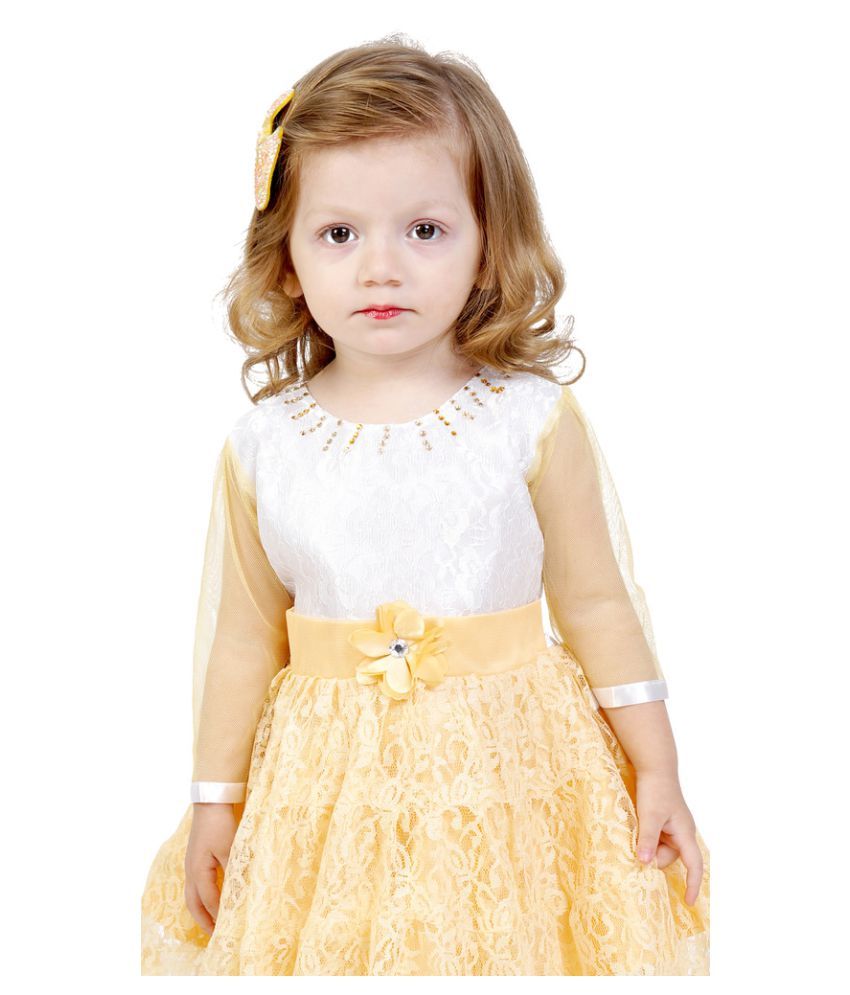 golden net frock design