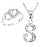 Vighnaharta Silver Alloy Hum Tum Heart Ring With Pendant