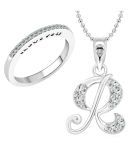 Vighnaharta Silver Alloy Love Ring With Pendant