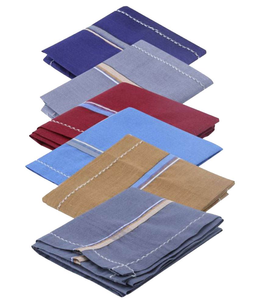 Aadikart Multicolour Cotton Handkerchief for Men Pack of 6 Buy