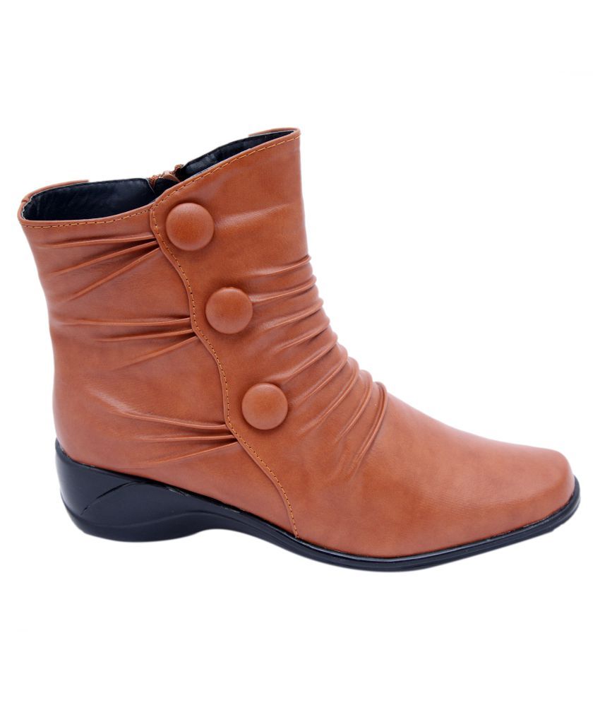 tan mid calf flat boots