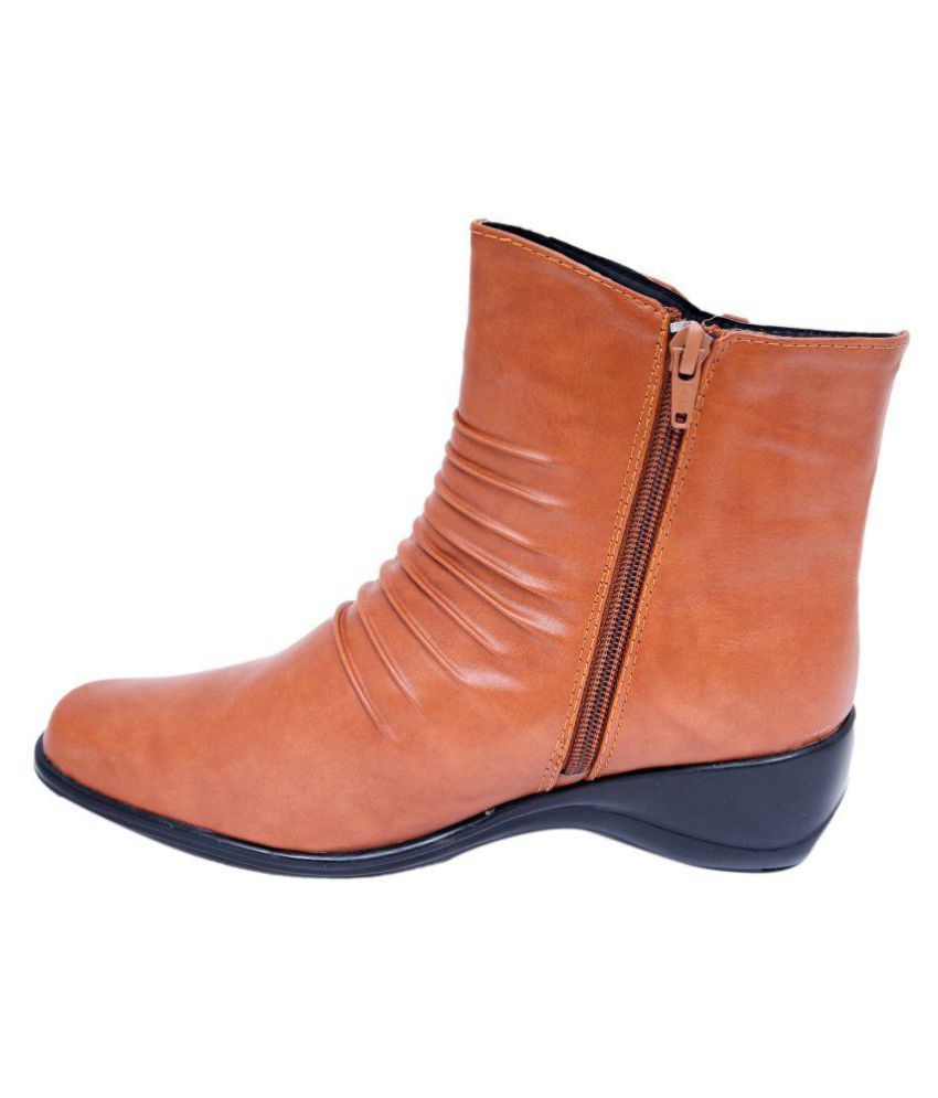 tan mid calf length boots