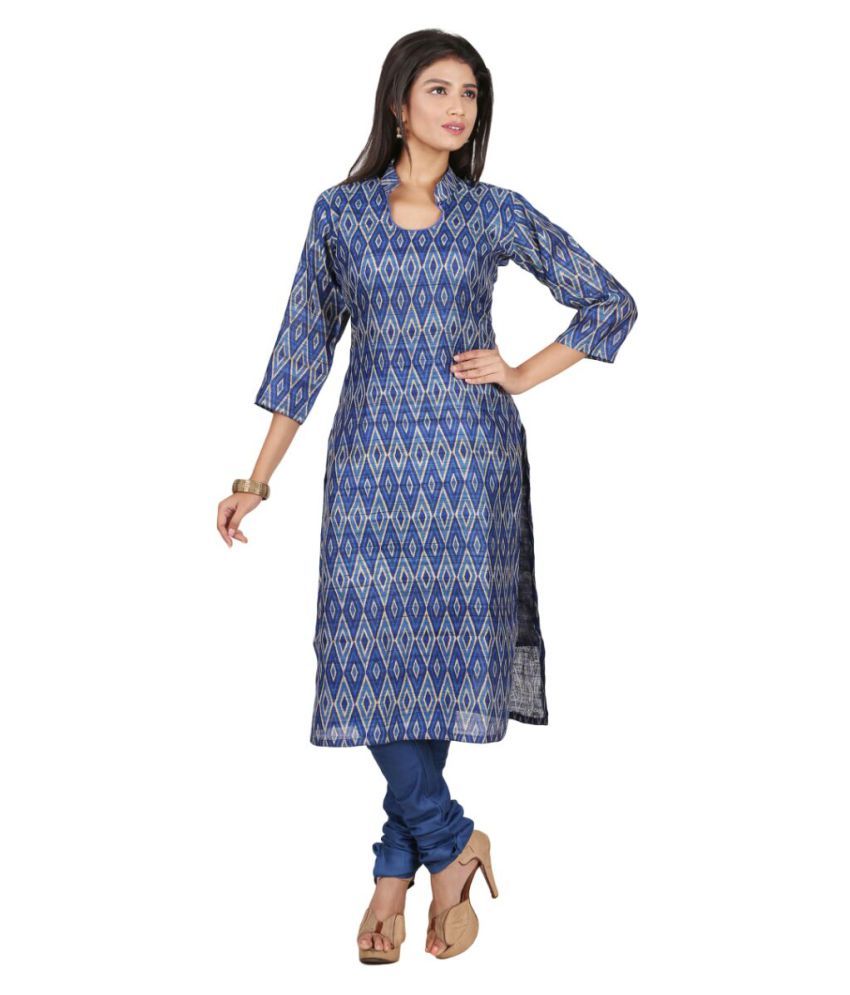 Silk Only Multicoloured Tussar Silk Printed Unstitched Kurti - Buy Silk ...