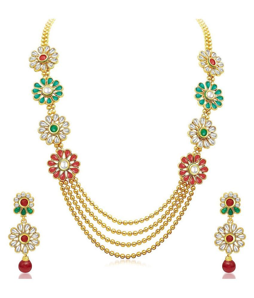     			YouBella Golden Alloy Necklace Set