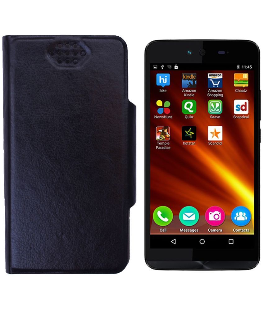 Micromax Bolt Q338 Flip Cover by SHOPME Black Flip Covers Online at