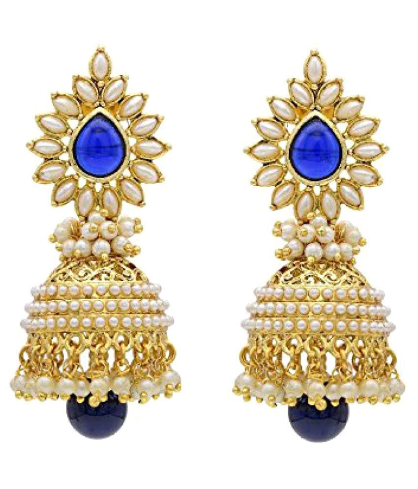     			YouBella Jewellery Golden Alloy Jhumkis