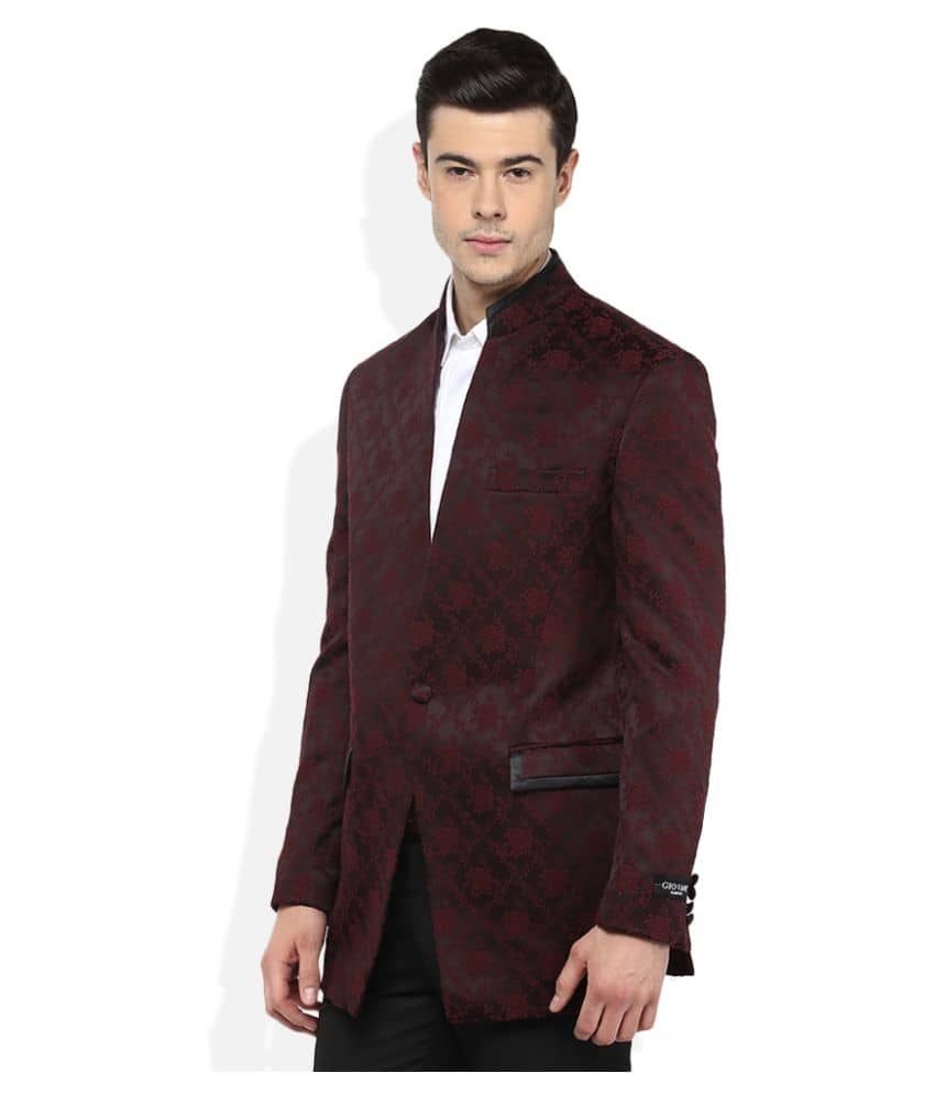 Parti Color Jacket Giovani Maroon Self Design Party Jackets - Buy Giovani Maroon Self ...