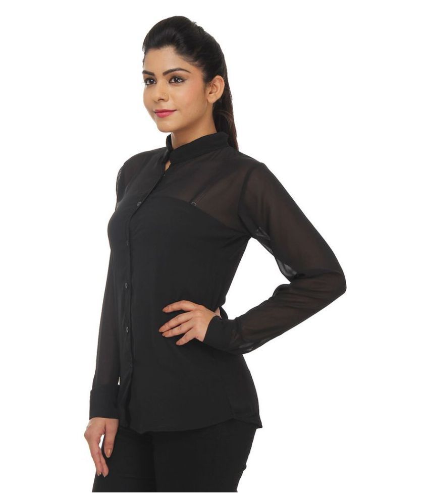 Buy Teemoods Black Poly Georgette Shirt Online at Best Prices in India ...
