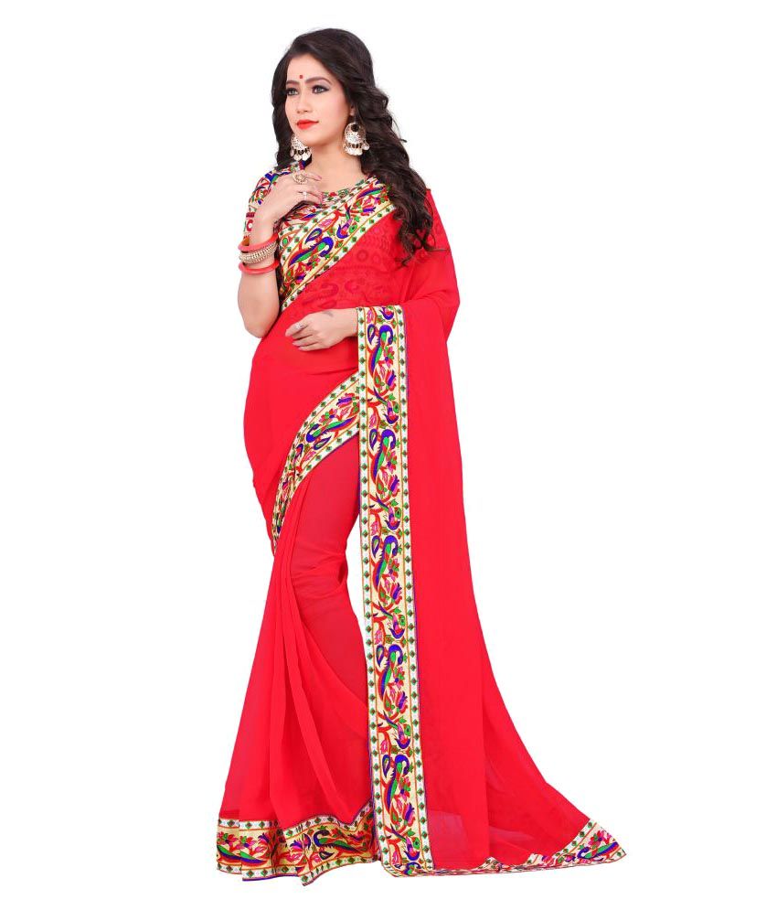 red chiffon sarees online