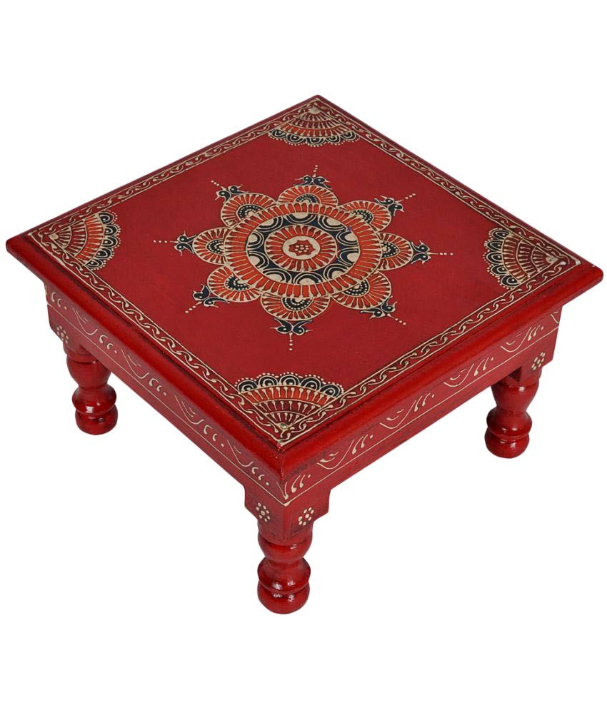 Lal Haveli Ethnic Meenakari Design HandPainted Decorative Chowki