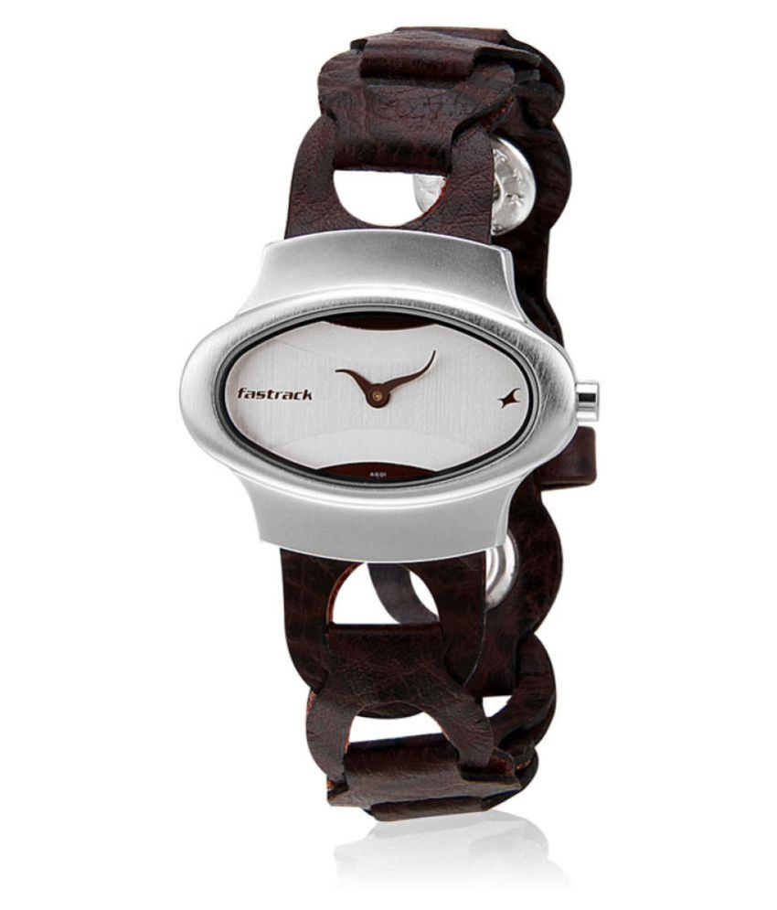 fastrack brown leather watch