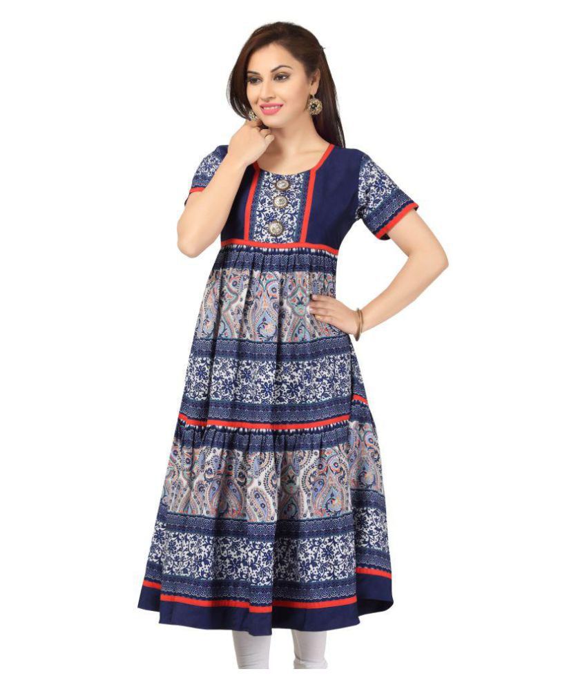 INFINITY ENTERPRISE Blue Satin Anarkali Kurti  Buy INFINITY ENTERPRISE  Blue Satin Anarkali Kurti Online at Best Prices in India on Snapdeal