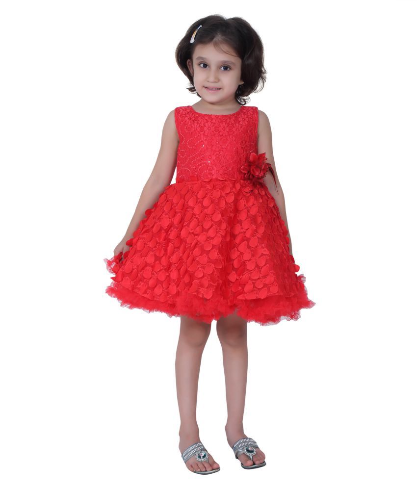 frock and frill red dress