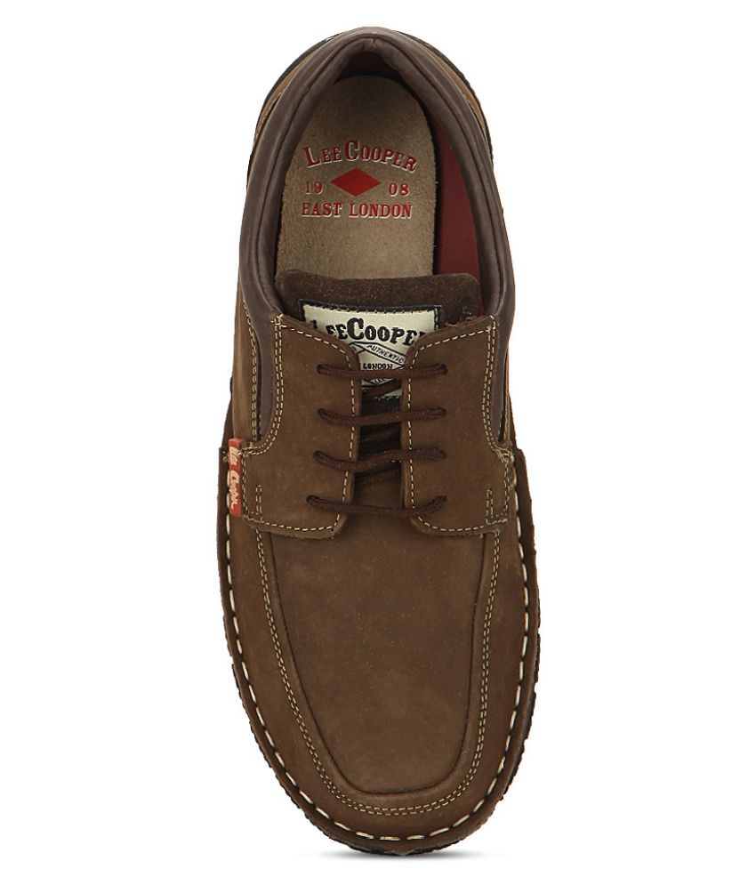 lee cooper brown leather casual shoes