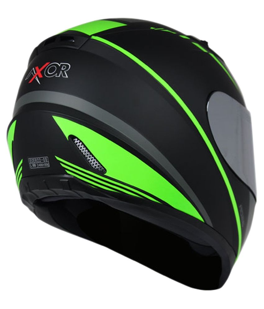 AxorA026V3 KTM Green Matte Black Helmet ISI, DOT & ECE Certified