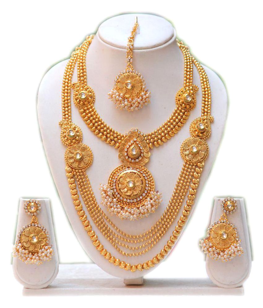 Swarajshop Golden Kundan Haram Necklace Set - Buy ... (850 x 995 Pixel)