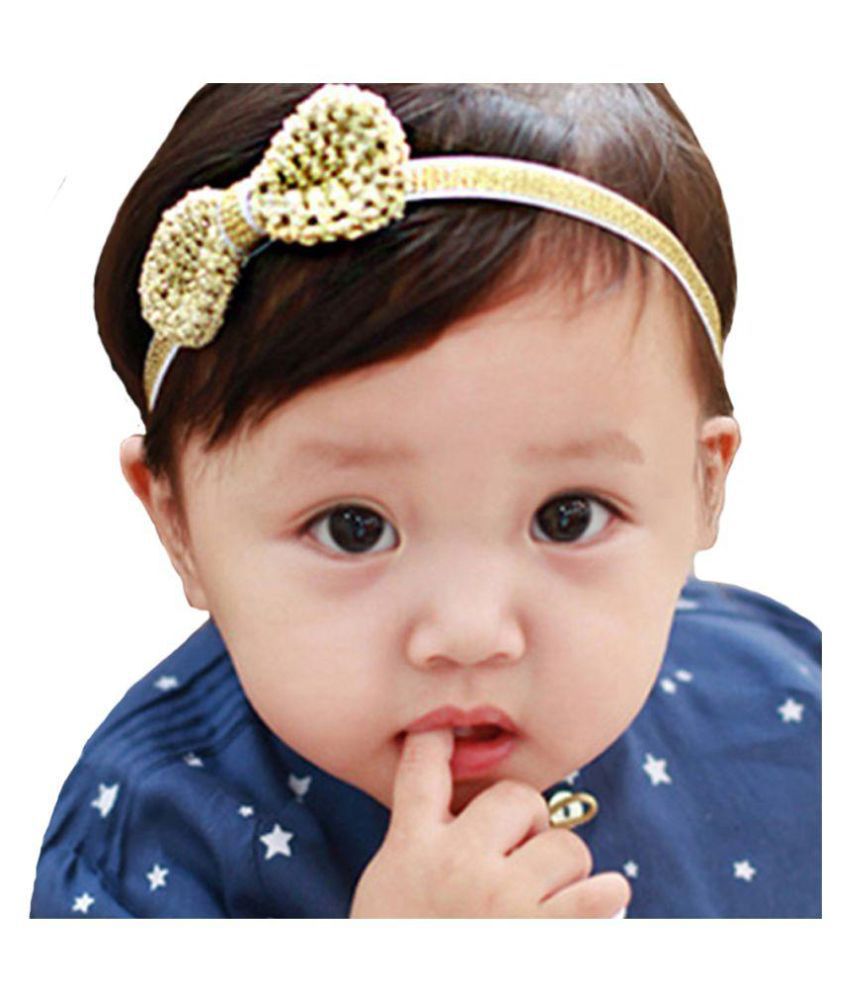 Young & Forever Embroidered Single Golden Crochet Bow Hair Band Baby Hair  Accessories: Buy Online at Low Price in India - Snapdeal
