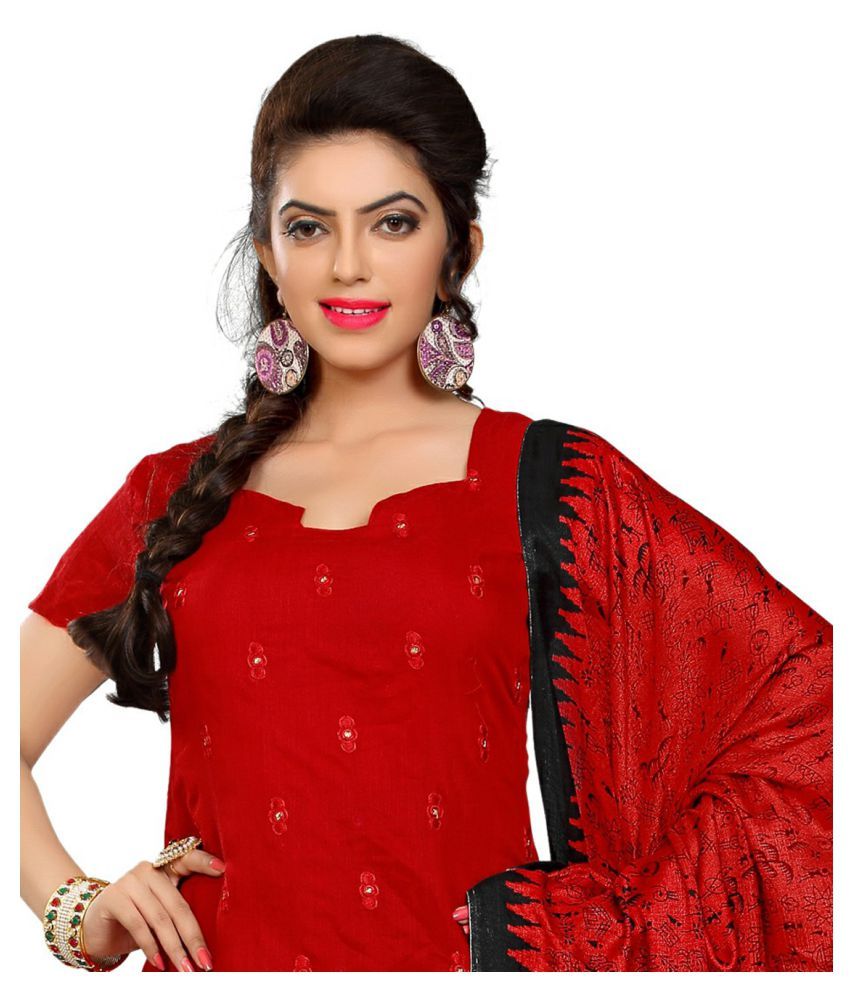 Pricebet Red Cotton Silk Dress Material Buy Pricebet Red Cotton Silk