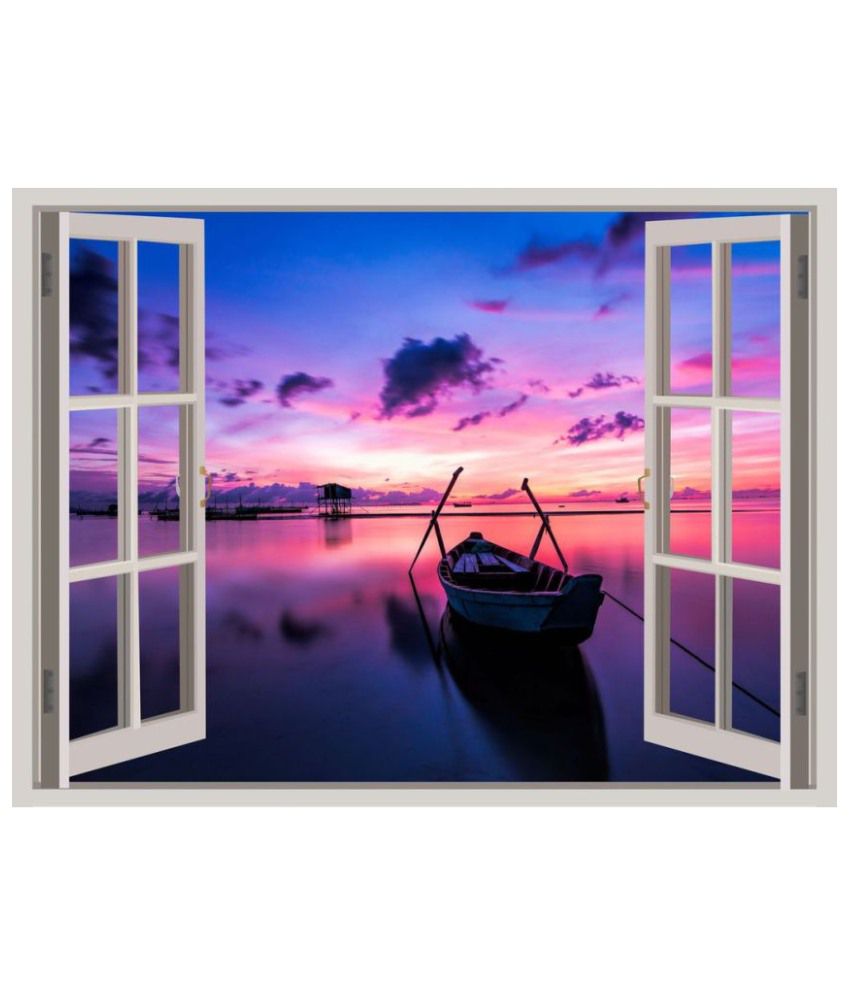     			Decor Villa boat on the lake at a peaceful sunrise Vinyl Wall Stickers