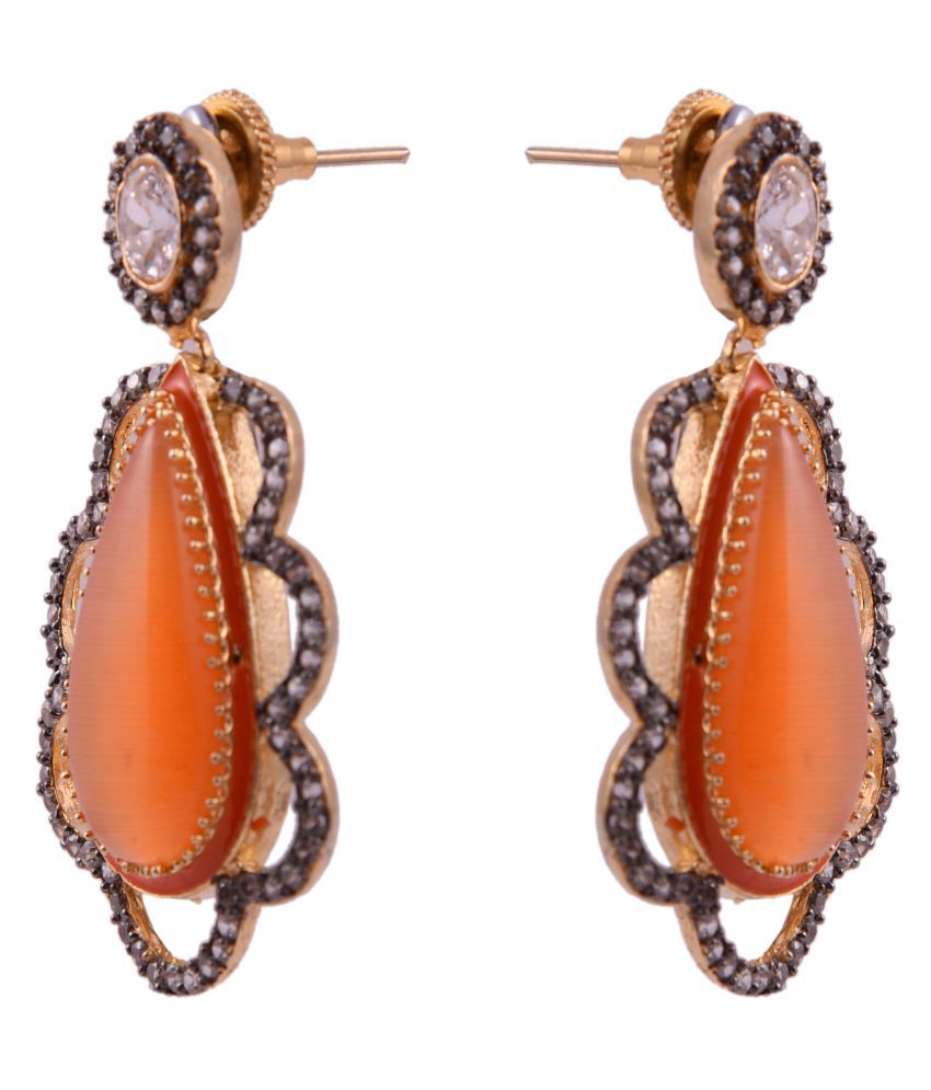 DLS Orange Brass Dangle & Drop Earrings for Women (DLS276) Buy DLS