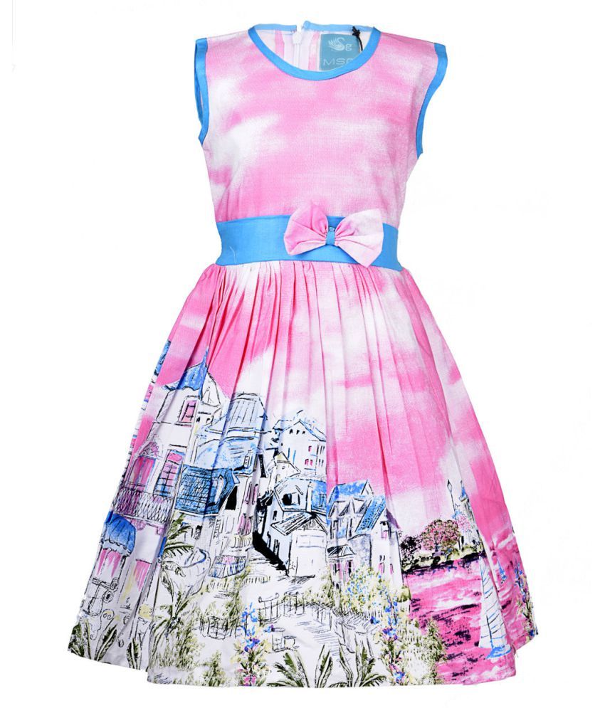white and pink long frock