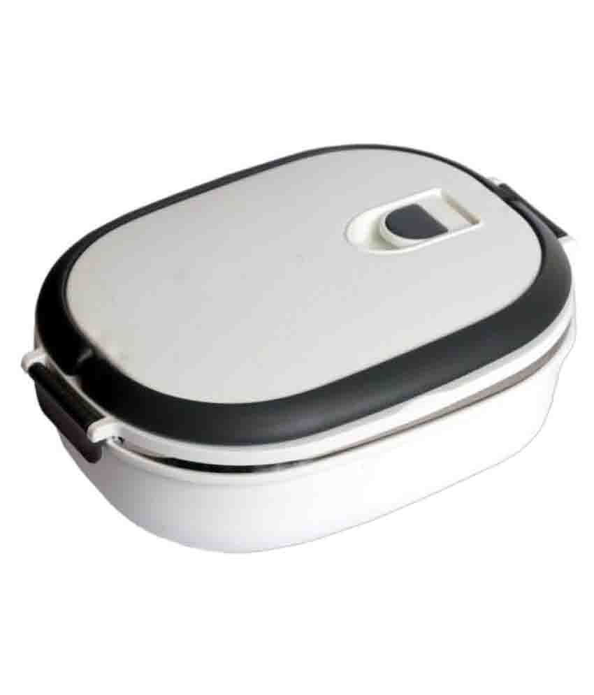     			Chrome White  Stainless Steel Lunch Box
