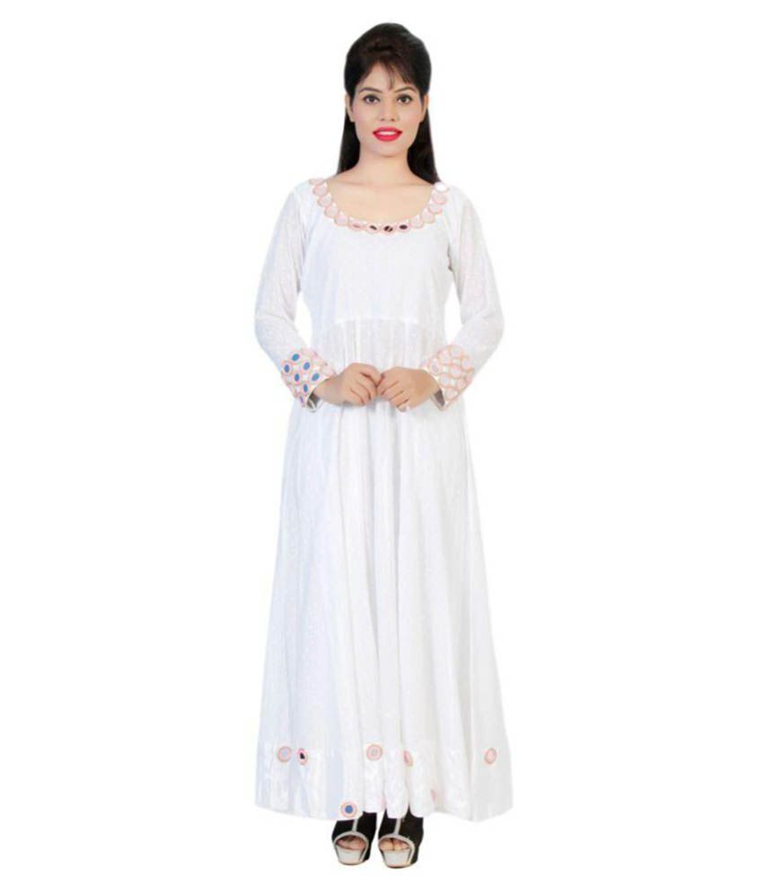 white cotton anarkali kurti