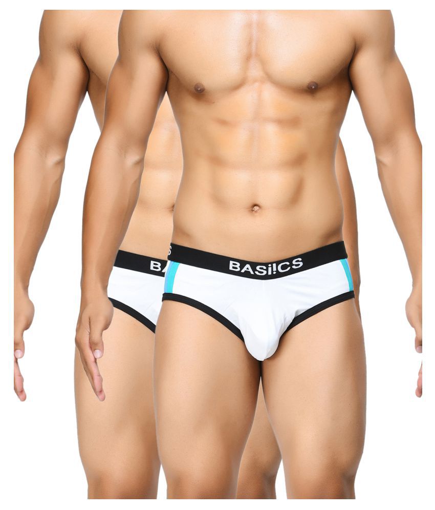 BASIICS By La Intimo - White Cotton Blend Men's Briefs ( Pack of 2 )