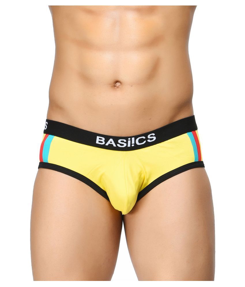     			BASIICS By La Intimo Pack of 1 Cotton Briefs For Men's ( Yellow )