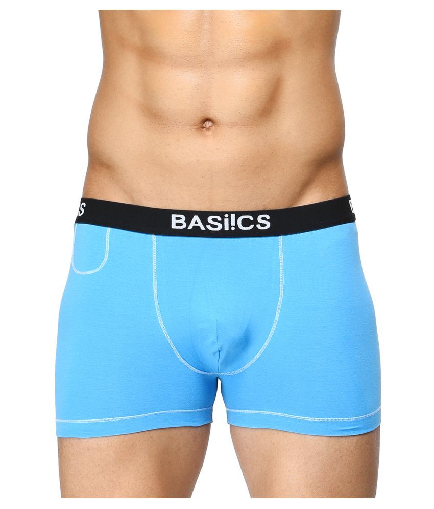     			BASIICS By La Intimo Pack of 1 Cotton Blend Trunks For Men's ( Blue )