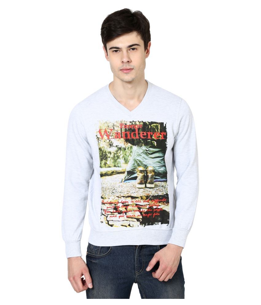 white v neck sweatshirt