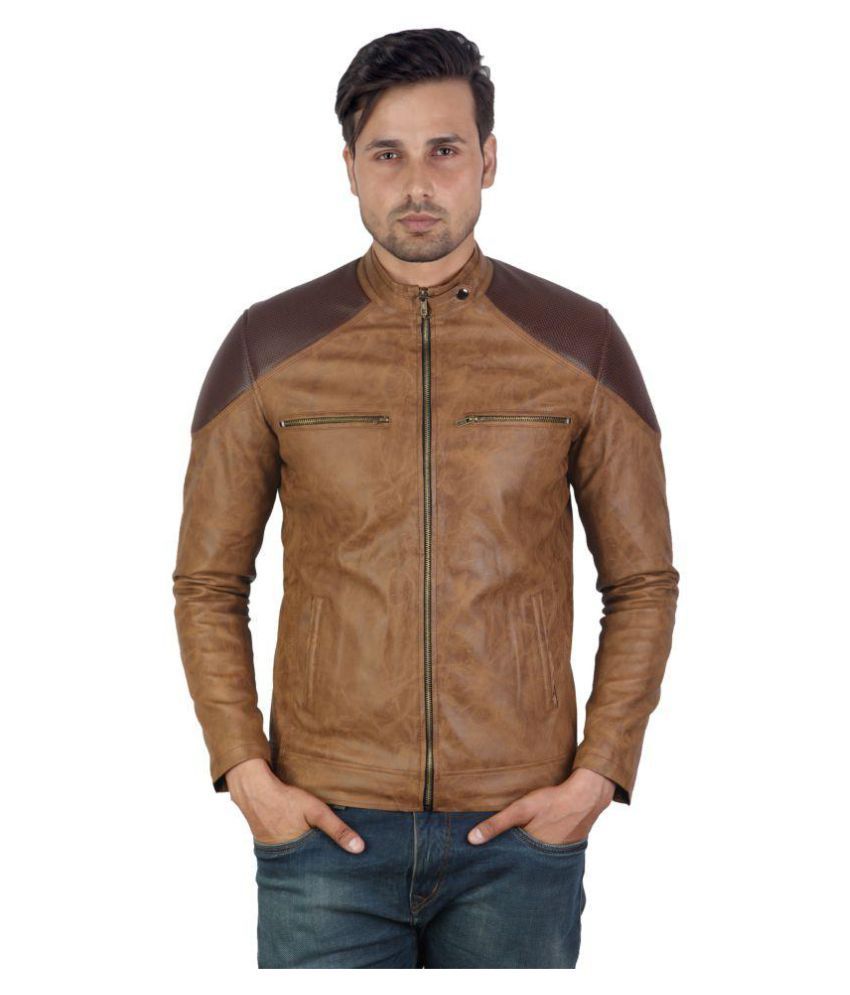 Zipper Brown Leather Jacket - Buy Zipper Brown Leather Jacket Online at ...