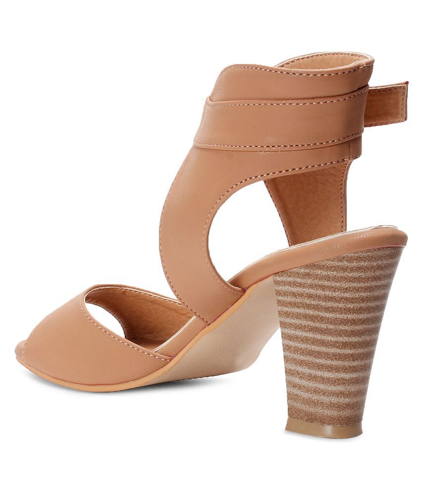 beige block heels open toe